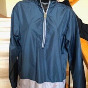 Nike Running Vintage Athletic 1/2 Zip Windbreaker Jacket Teal Green + Grey Sz M